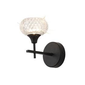 D0848BL  Aria Glass Wall Lamp 1 Light IP44 Satin Black